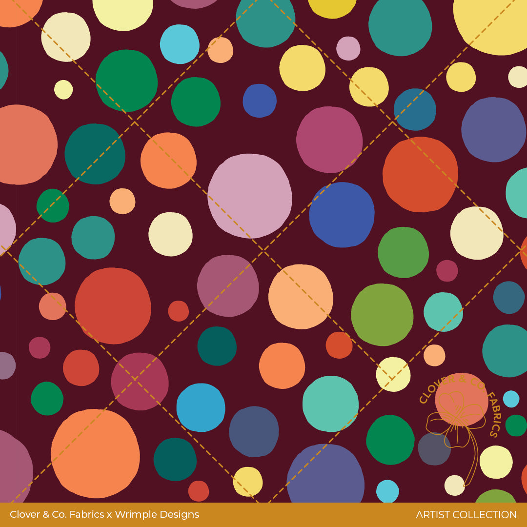 Rainbow Dots in Maroon - Pre-Order– The Telarie Fabric Store